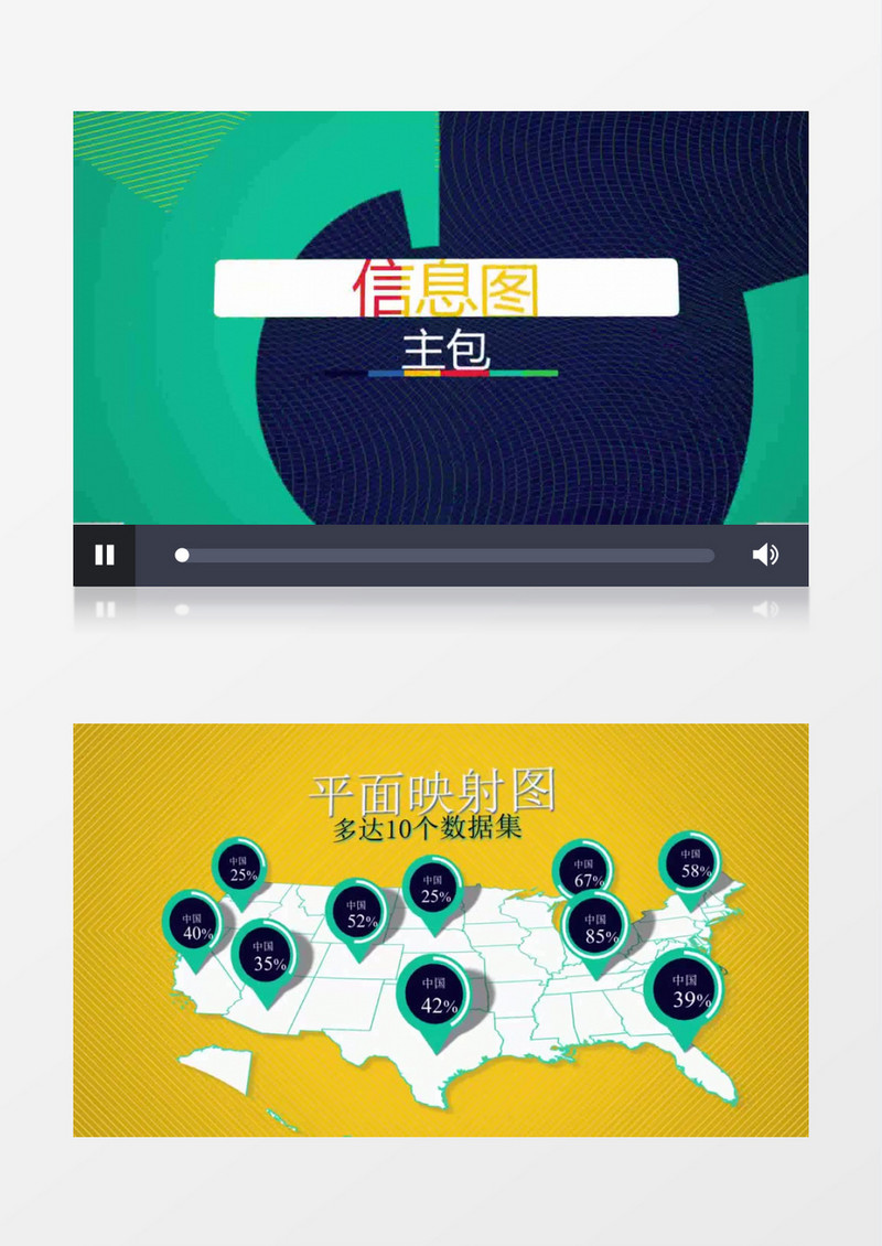 数据信息统计图表mg扁平化动画AE模板