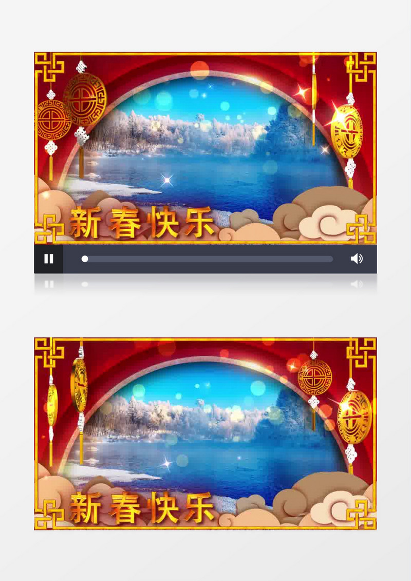 2018年新春快乐喜庆新年大拜年边框AE