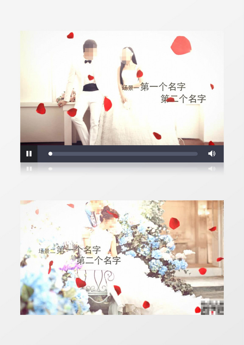 浪漫的玫瑰花瓣婚礼开场AE模板